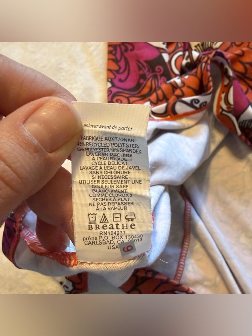 Prana Floral Sundress in Orange & Pink Size Large Built in bra no padding - Picture 7 of 8